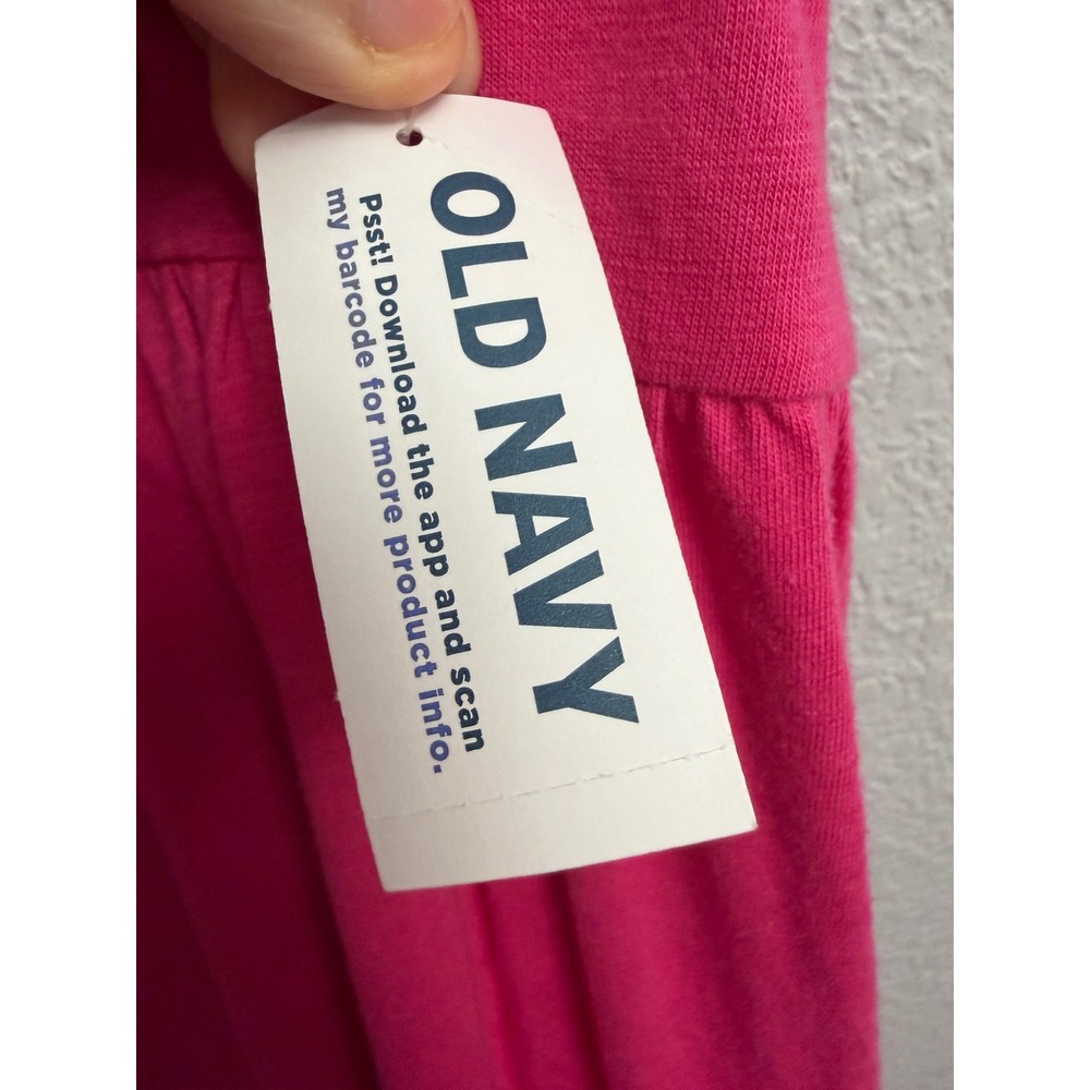 Old Navy Womens XXL Pink Tiered Knit Short Sleeve Mini Dress Pockets Romantic - Picture 7 of 9